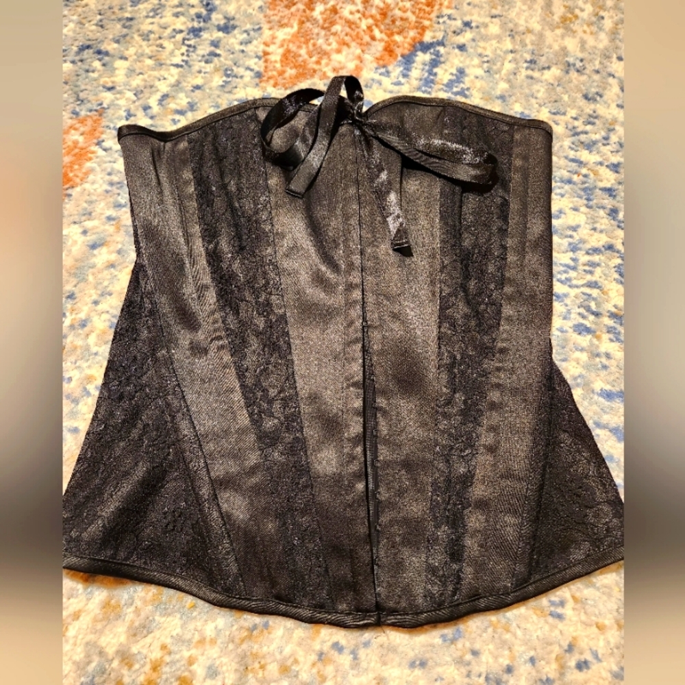 Black Satin Corset Top